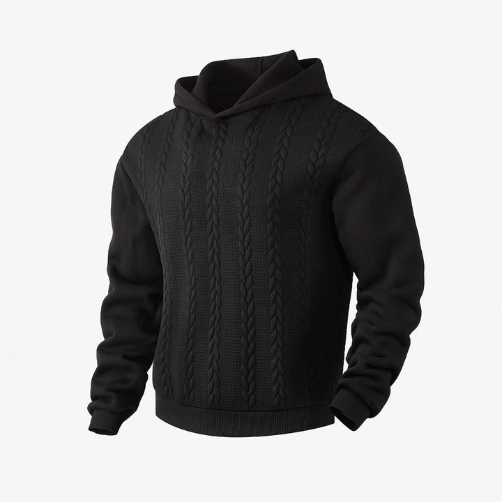Men's knitted look hoodie with cable pattern and ribbed hem StylebySassy