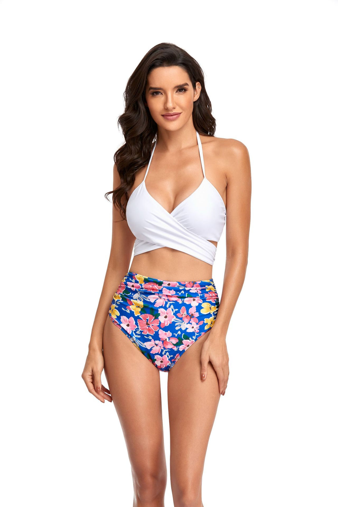 Women's High-Cut Bikini with Wrap Top and Floral Patterns StylebySassy