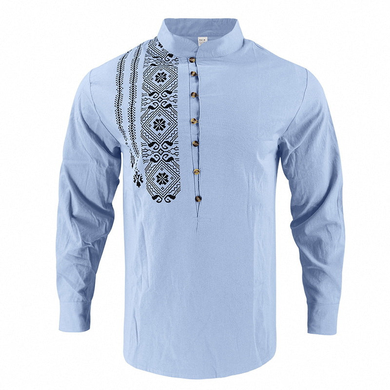 Men's embroidered cotton kurta shirt with stand collar StylebySassy