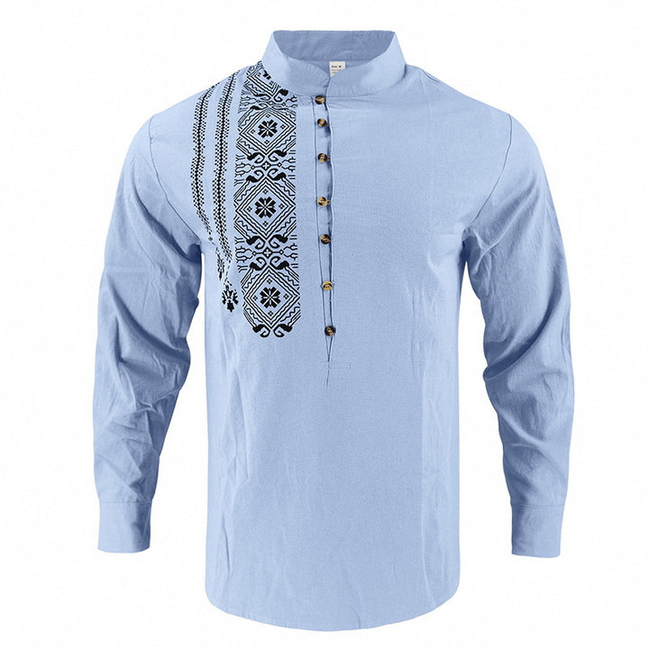 Men's embroidered cotton kurta shirt with stand collar StylebySassy