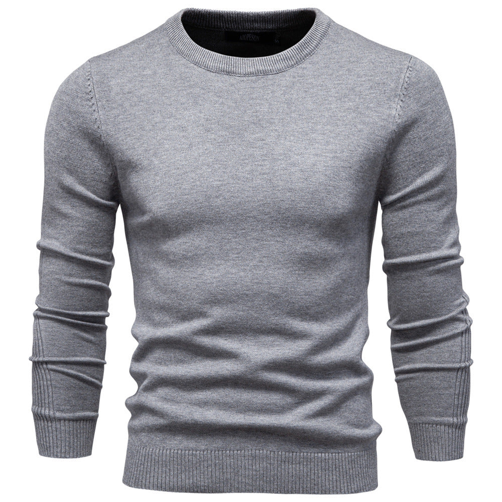 Men's nano minimalist round neck fine knit with flat shoulder seam and ribbed cuffs StylebySassy