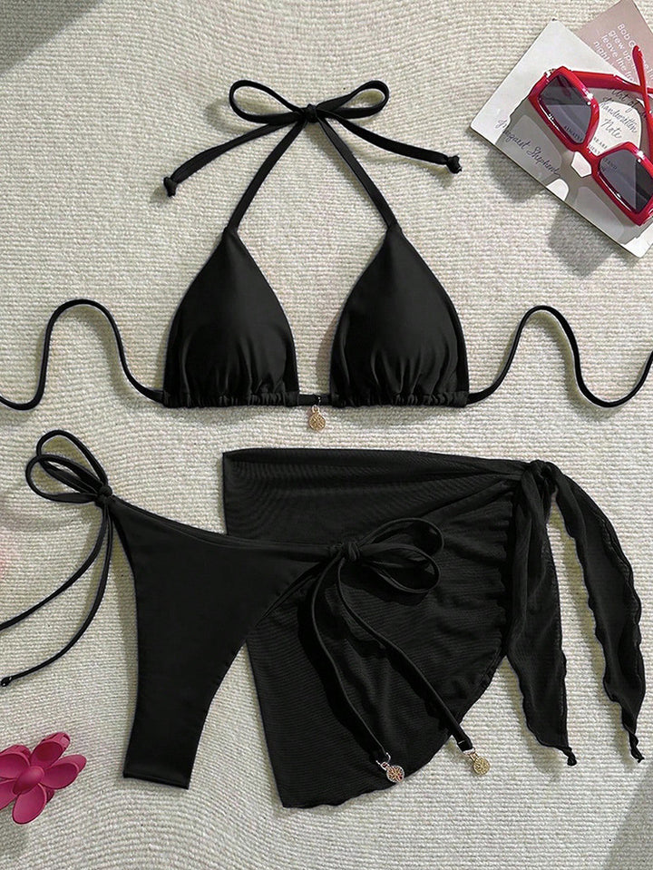 Ladies bikini set with stylish wrap skirt and sophisticated ties StylebySassy