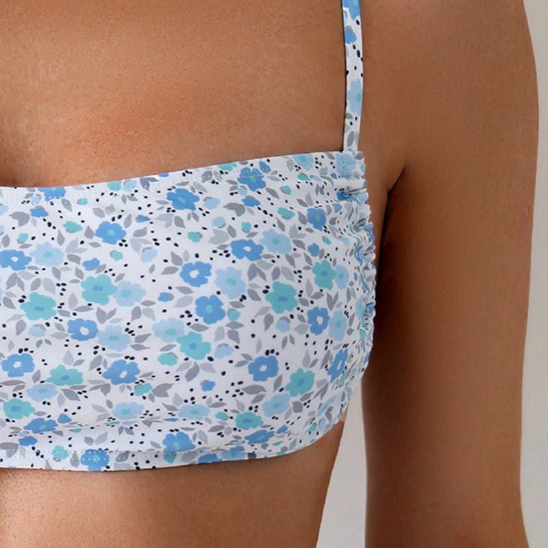 Women's bandeau bikini top with floral patterns StylebySassy