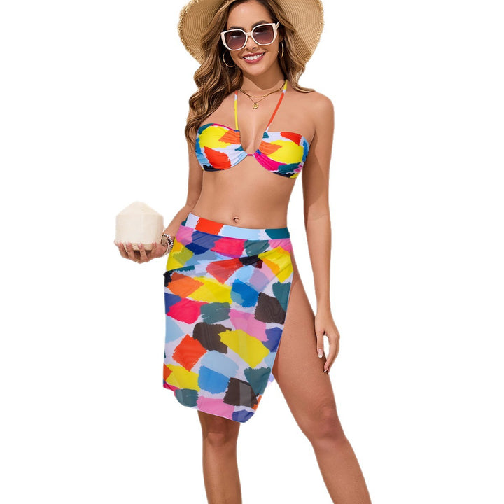 Women's Colorful Printed Bikini Set with Airy Sarong StylebySassy