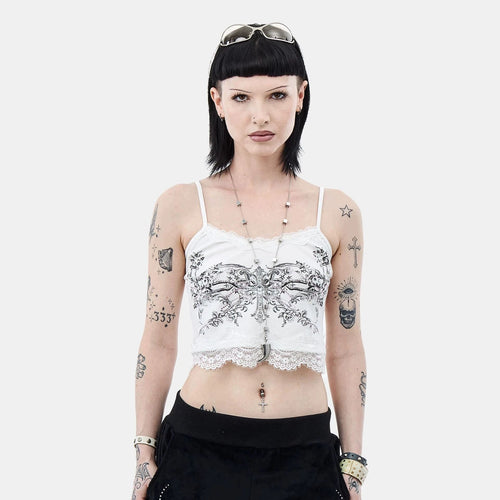 Women Lace Camisole with Floral Print StylebySassy