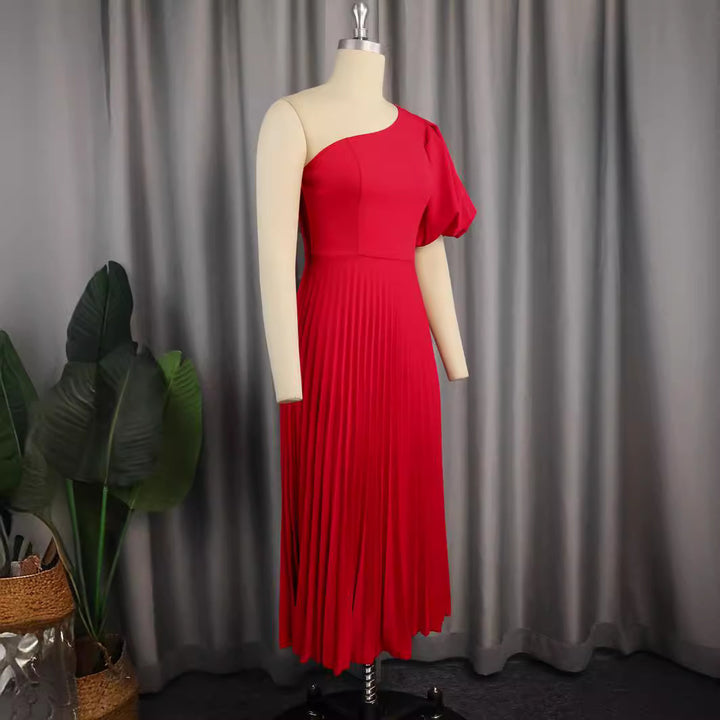 Women One-Sided Maxi Dress with Pleat Details StylebySassy