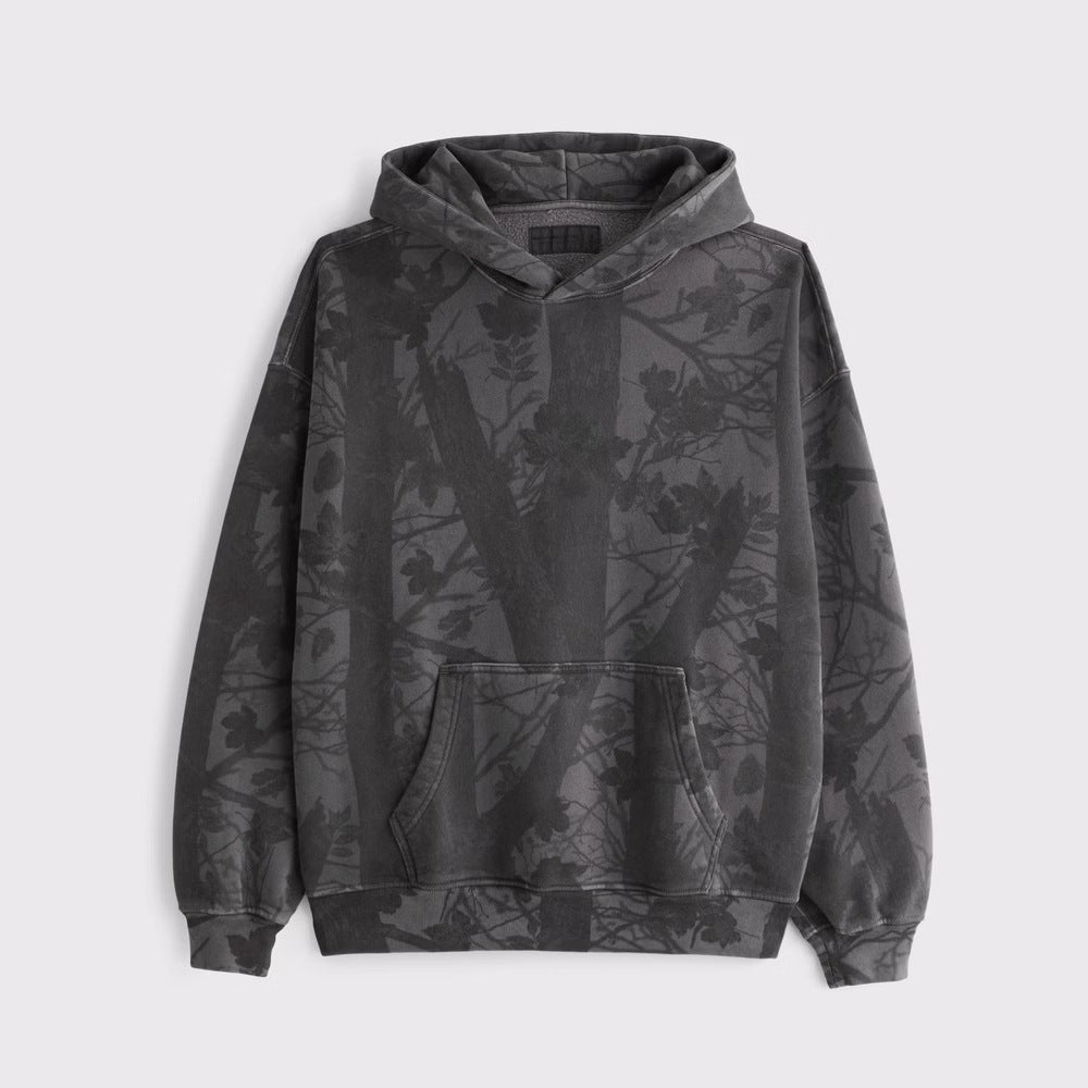 Unisex loose-fit hoodie sweatshirt with subtle leaf texture, double hood without drawstring and kangaroo pocket StylebySassy