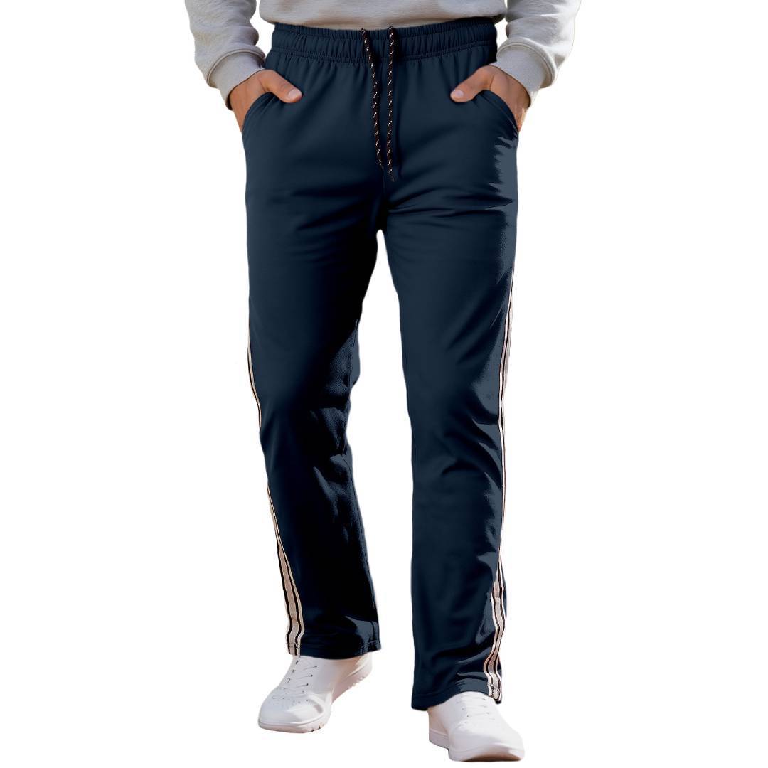 Men's casual training pants with elastic waistband and side contrast stripes StylebySassy