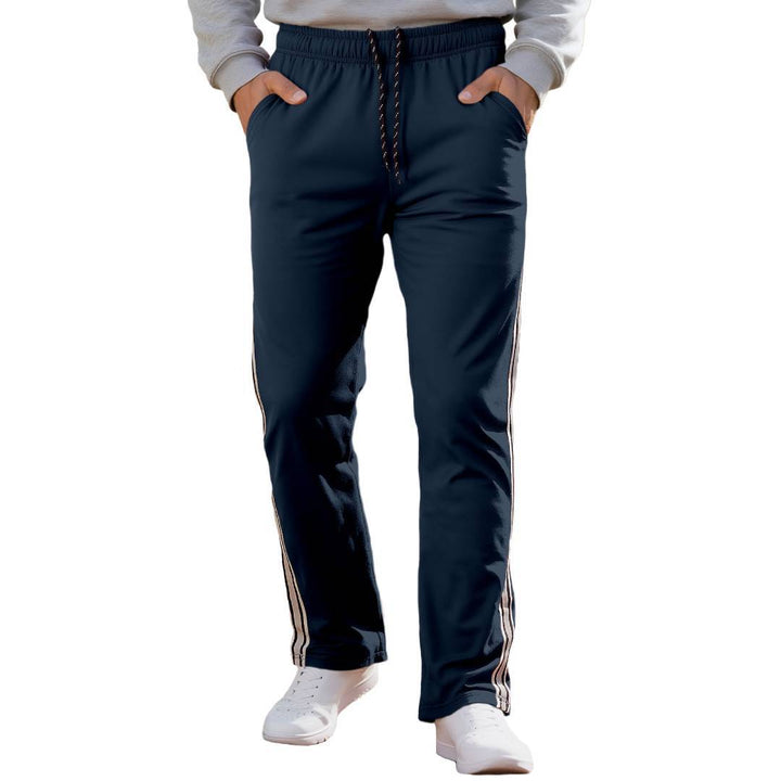Men's casual training pants with elastic waistband and side contrast stripes StylebySassy