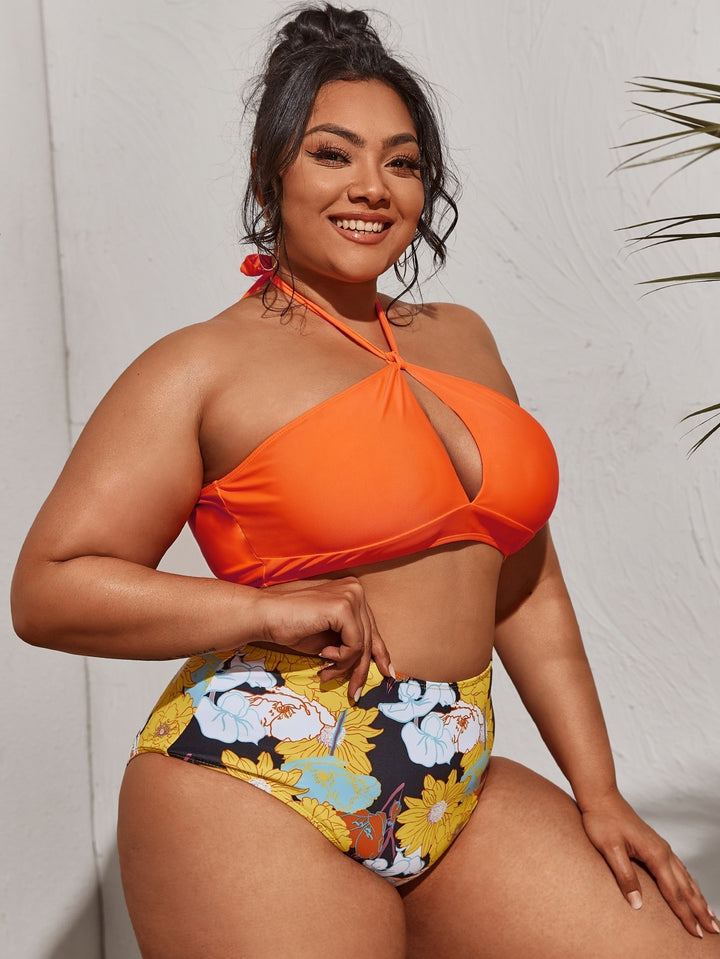 Women's bikini set with high waist and playful floral pattern StylebySassy
