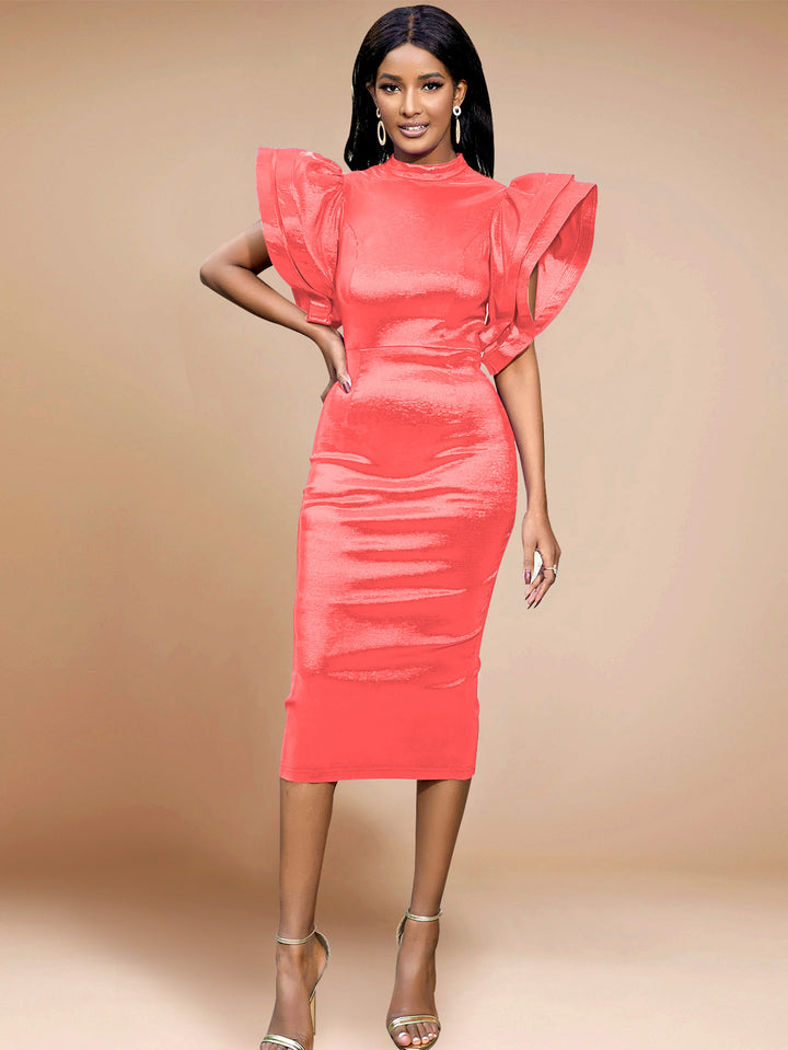 Ladies Elegant Dress with Voluminous Puff Sleeves StylebySassy