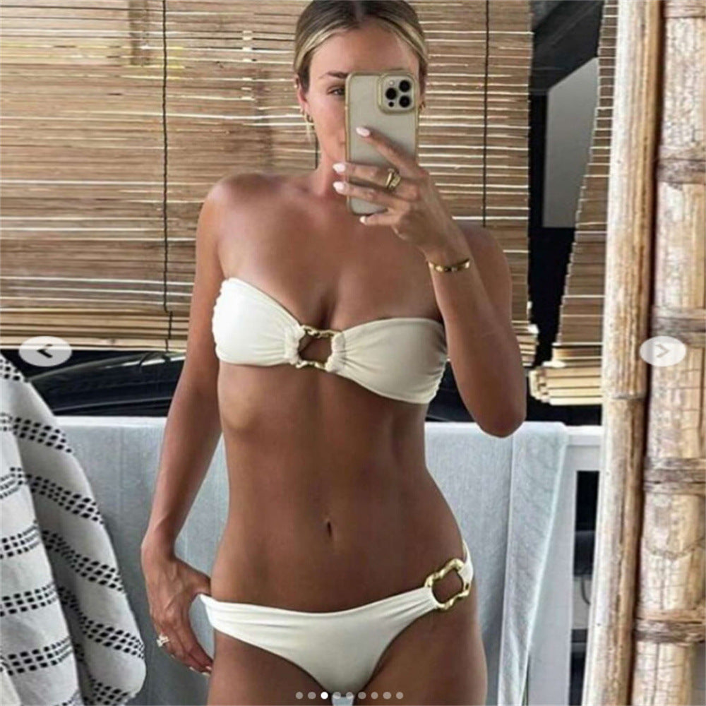 Ladies Luxurious Bandeau Bikini with Decorative Rings StylebySassy