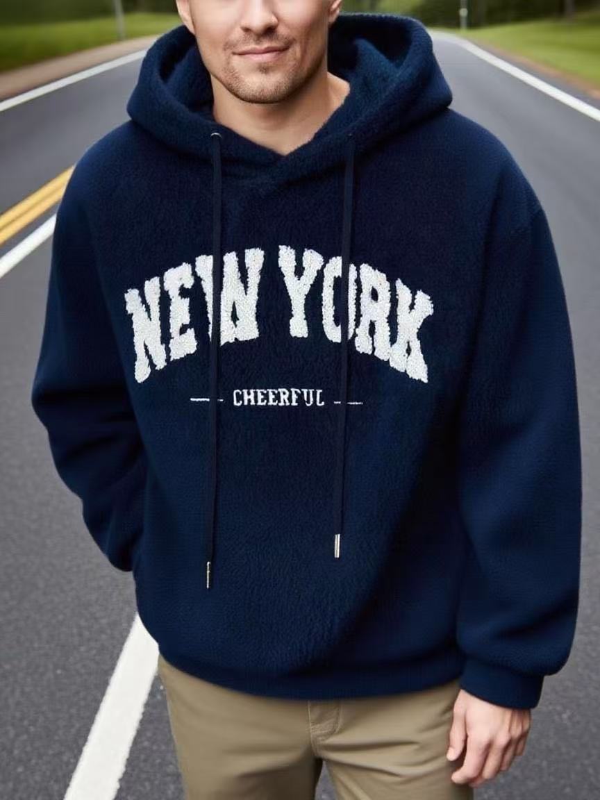 Men's cozy fleece hoodie with relief logo, drawstring and kangaroo pocket StylebySassy