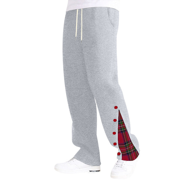 Unisex wide Relax joggers with side snap button placket and checkered insert StylebySassy