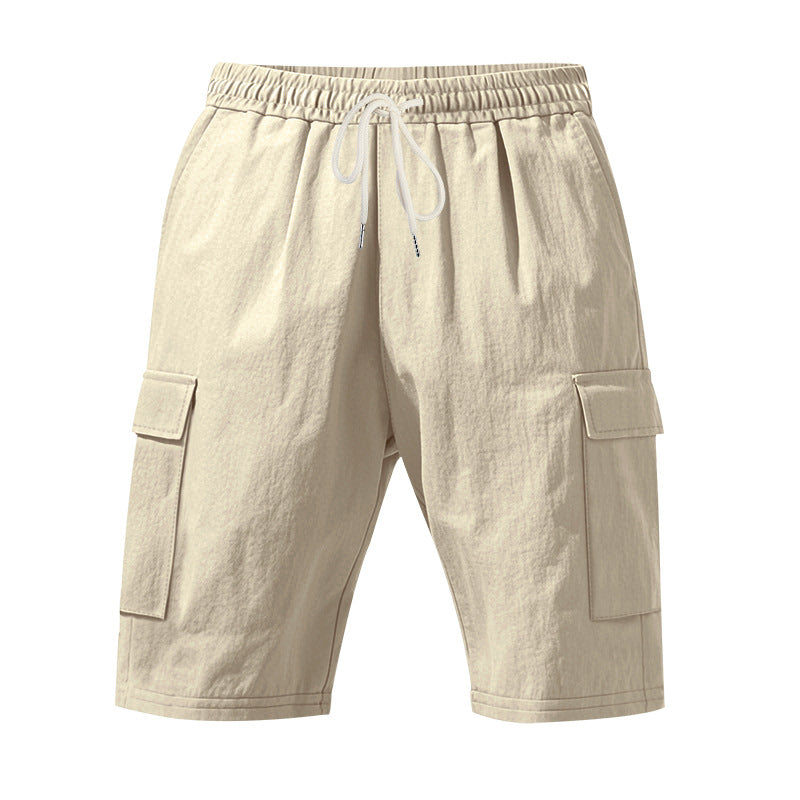 Men's travel and outdoor bermuda shorts with elastic drawstring waistband, security inner pocket and front flap pockets StylebySassy