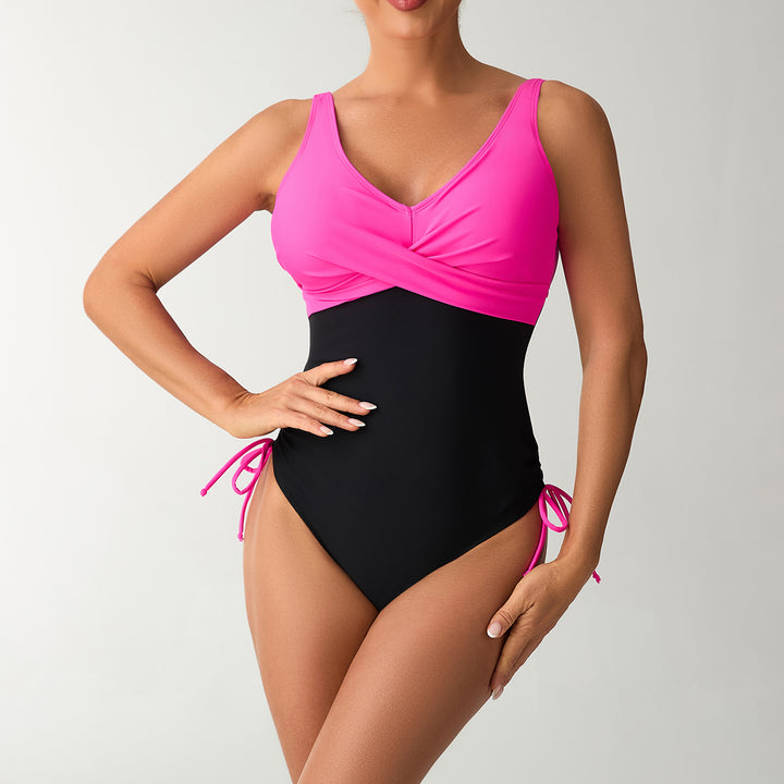 Women's One-Piece Swimsuit with Fashionable Wrap Design and Side Ties StylebySassy