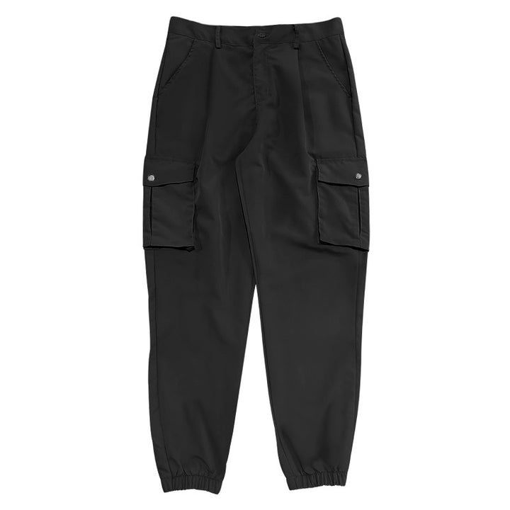 Men's tapered cargo pants in work look with patch pockets and elastic ankle cuffs StylebySassy