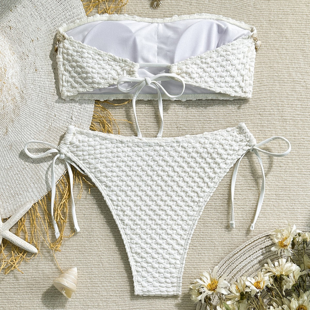 Women's bandeau bikini with exquisite shell embellishments StylebySassy