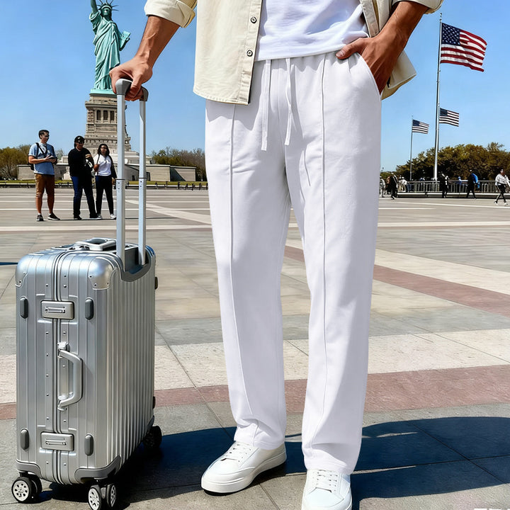 Men's elegant sweatpants with crease straight leg and drawstring StylebySassy
