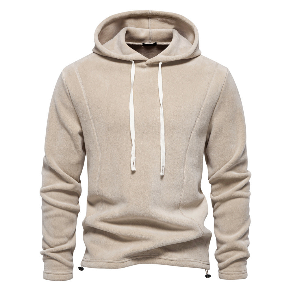 Men's lightweight fleece pullover with short zipper and stand-up collar StylebySassy