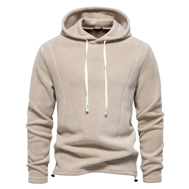 Men's lightweight fleece pullover with short zipper and stand-up collar StylebySassy