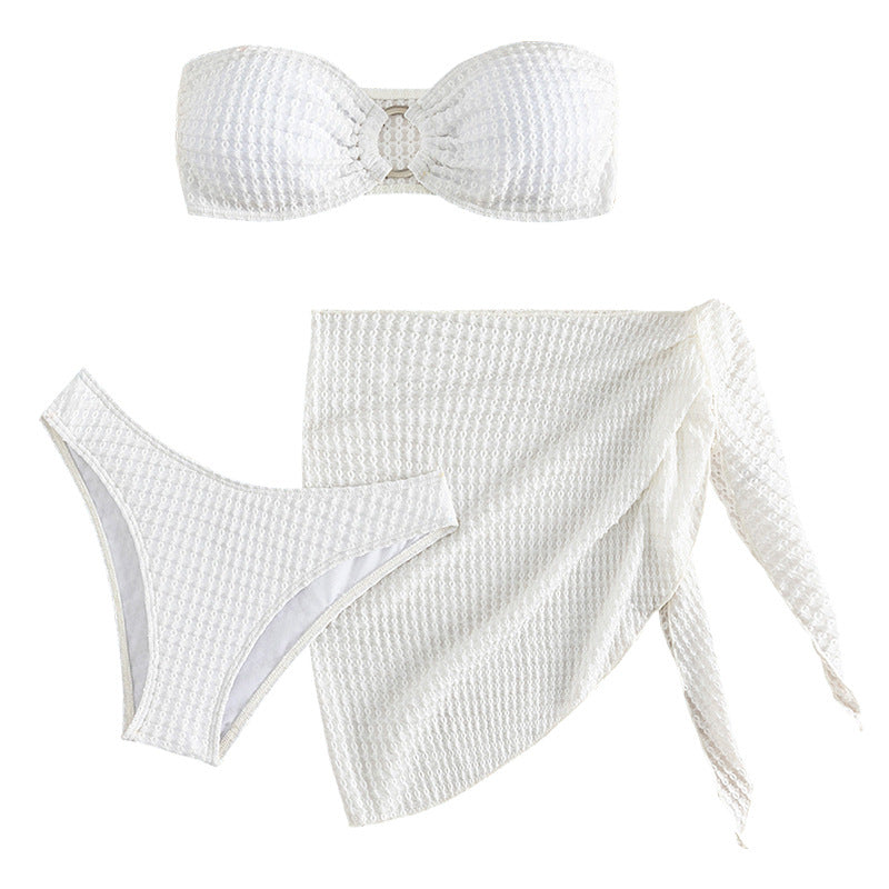 Women's bandeau bikini with cut-out design and matching skirt StylebySassy