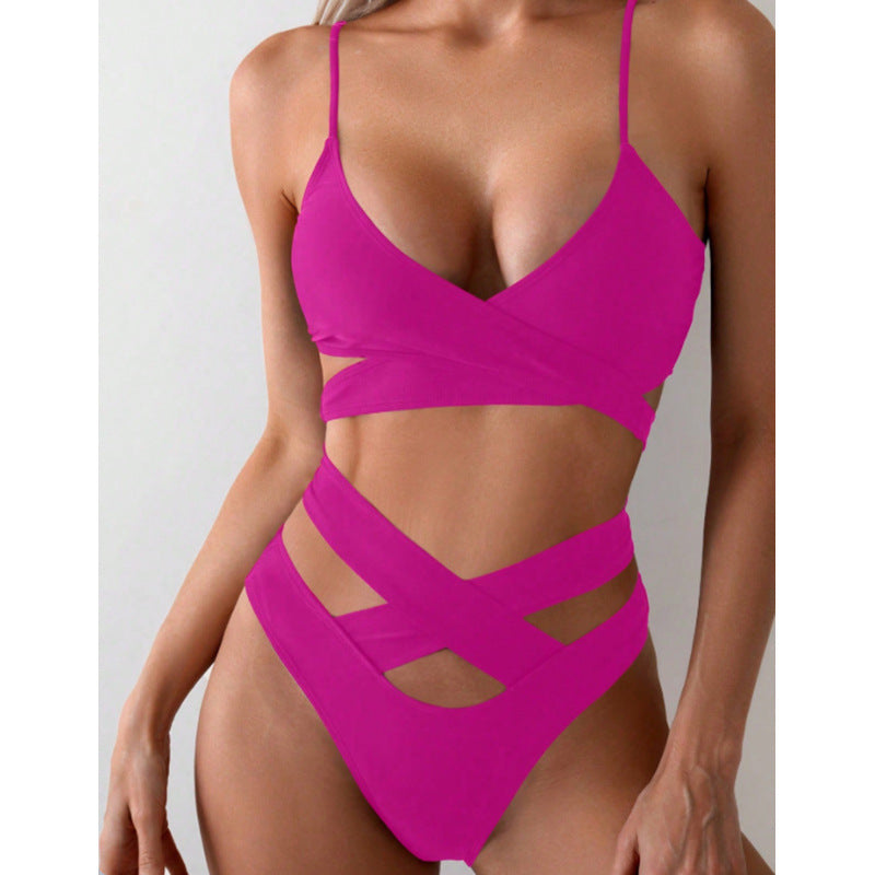Ladies high-waisted cut-out bikini with sophisticated wrap design StylebySassy