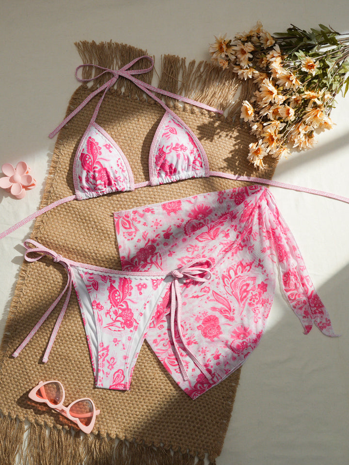 Women Triangle Bikini with Floral Design StylebySassy