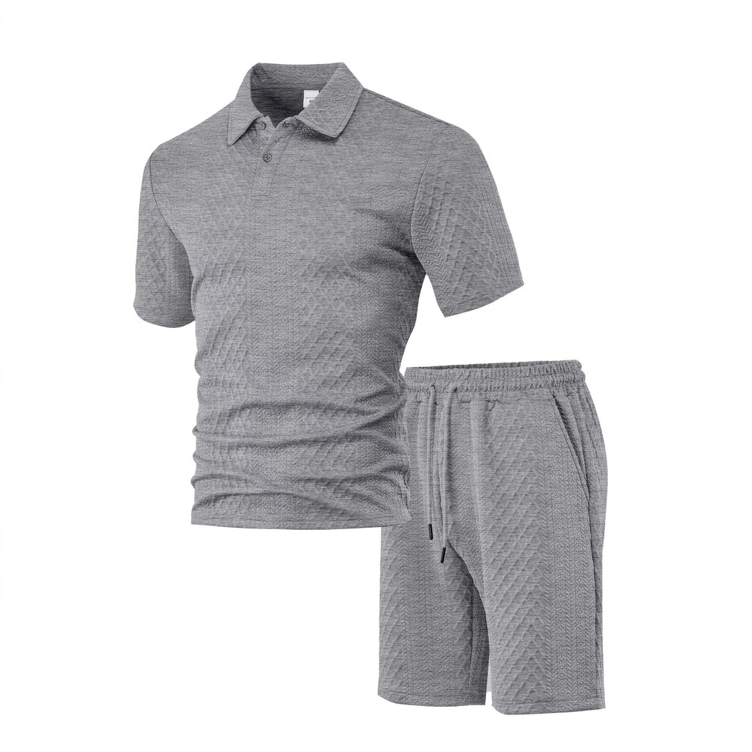 Men's embossed beach ensemble with open short sleeve shirt and cord Bermuda StylebySassy