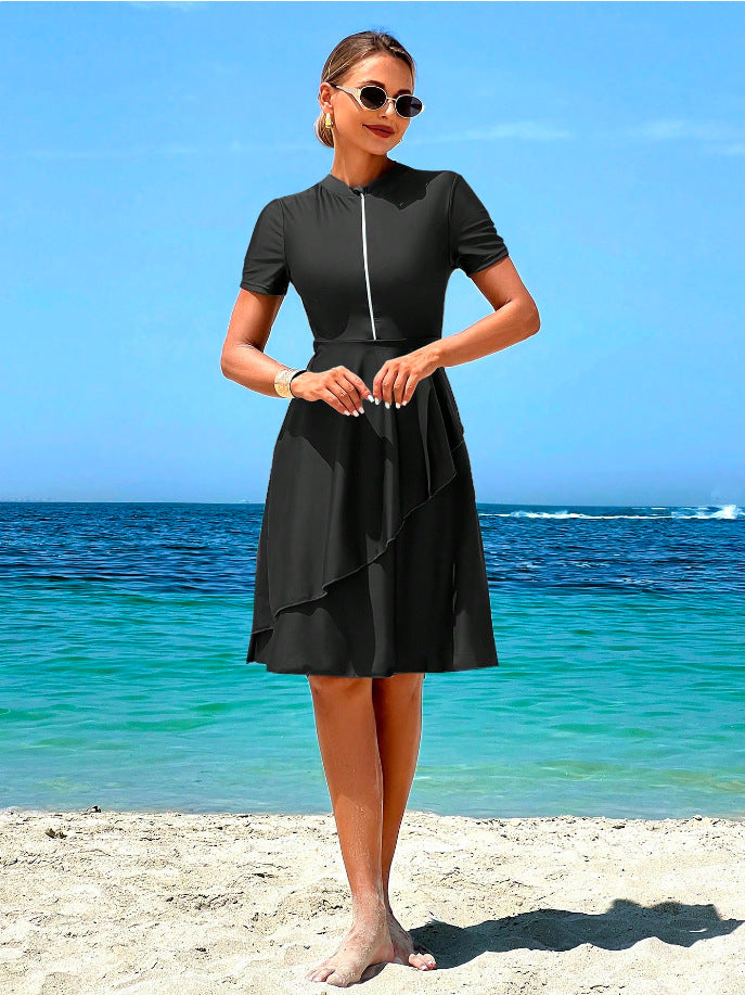 Women's Elegant Beach Dress with Ruffle Design StylebySassy