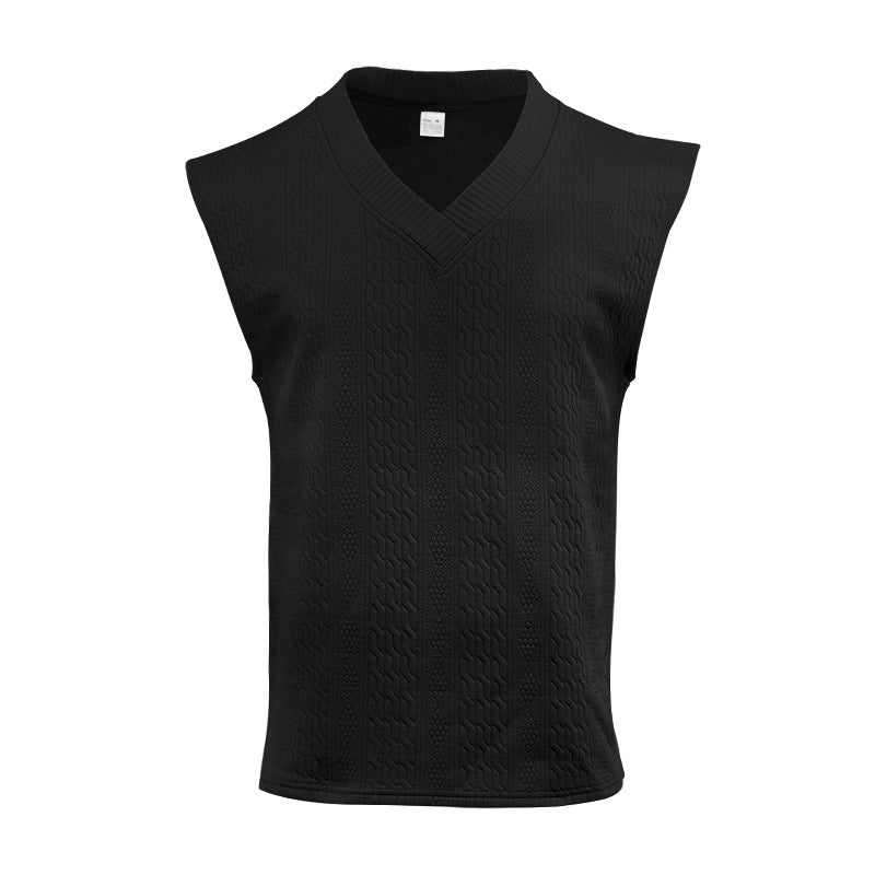 Men's knitted vest with V-neck and cable pattern StylebySassy