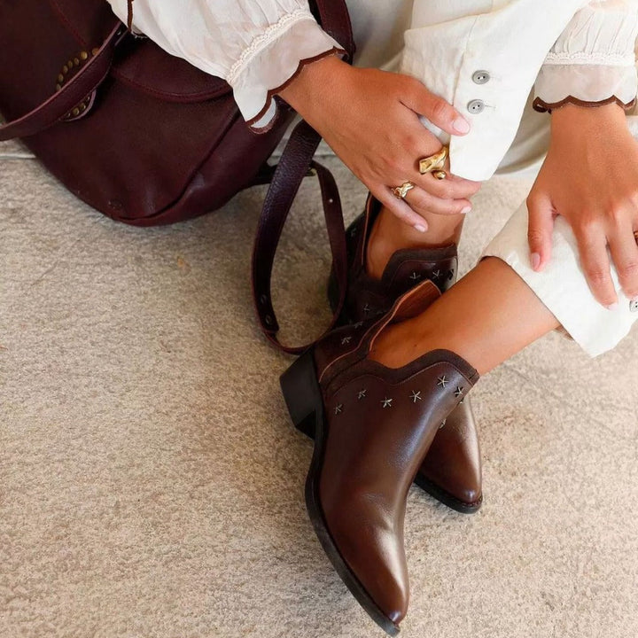 Women's Studded Ankle Boots with Pointed Toe