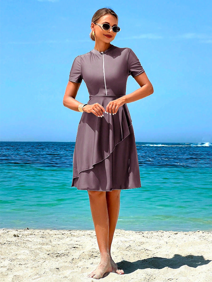 Women's Elegant Beach Dress with Ruffle Design StylebySassy