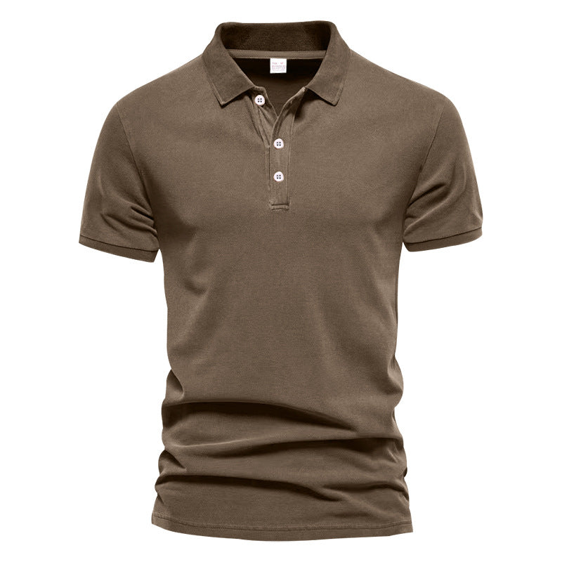 Men's breathable cotton polo shirt short sleeves with classic collar and ribbed cuffs StylebySassy