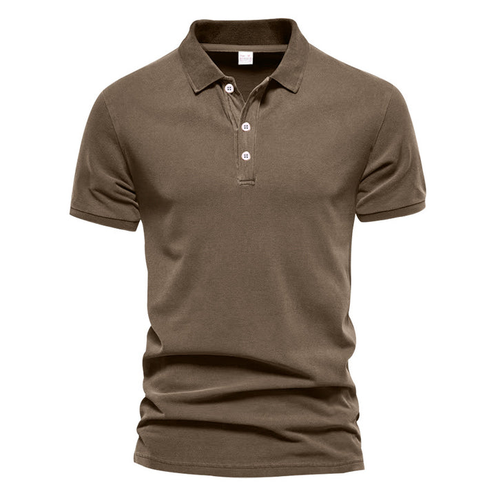 Men's breathable cotton polo shirt short sleeves with classic collar and ribbed cuffs StylebySassy