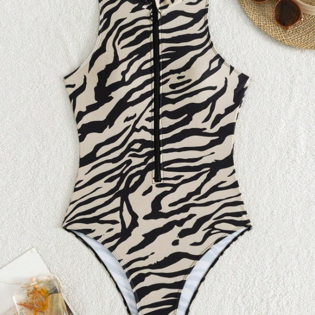 Women's Sporty Jumpsuit with High Collar and Zipper StylebySassy