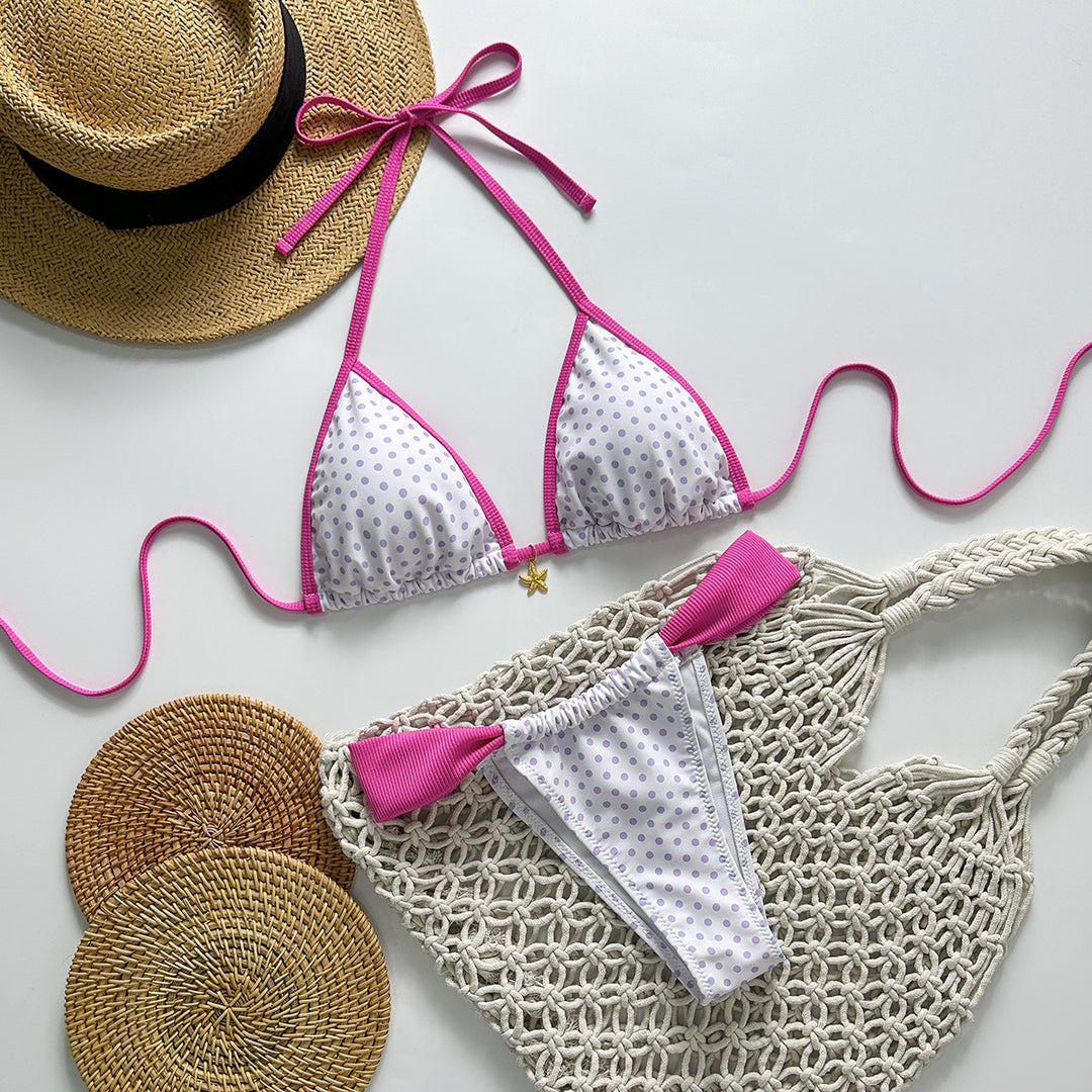 Women's Triangle Bikini with Stylish Polka Dot Pattern StylebySassy