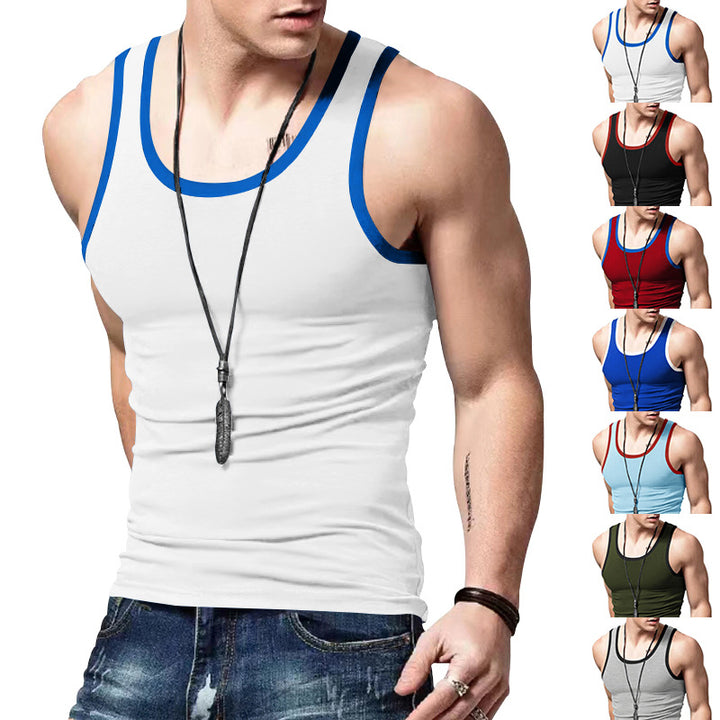 Men's fitted sports top made of elastic cotton blend with contrasting trim StylebySassy
