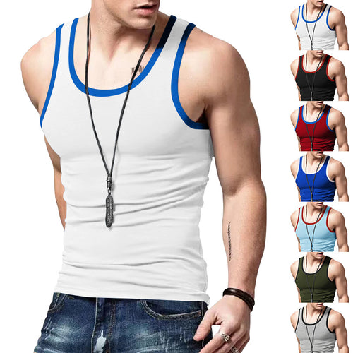 Men's fitted sports top made of elastic cotton blend with contrasting trim StylebySassy