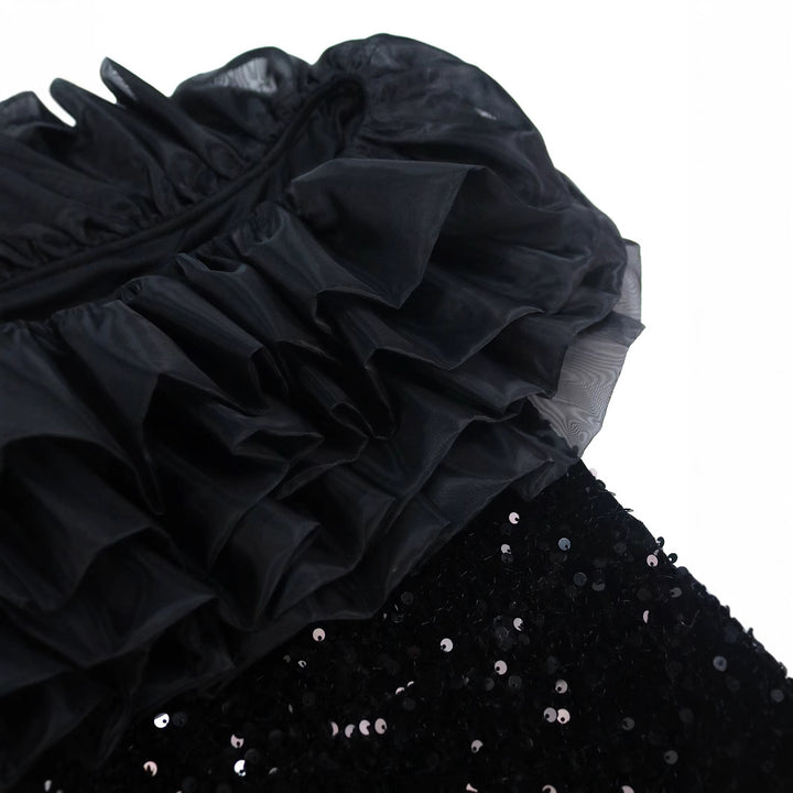 Women glamorous evening dress with voluminous ruffles and sequins StylebySassy