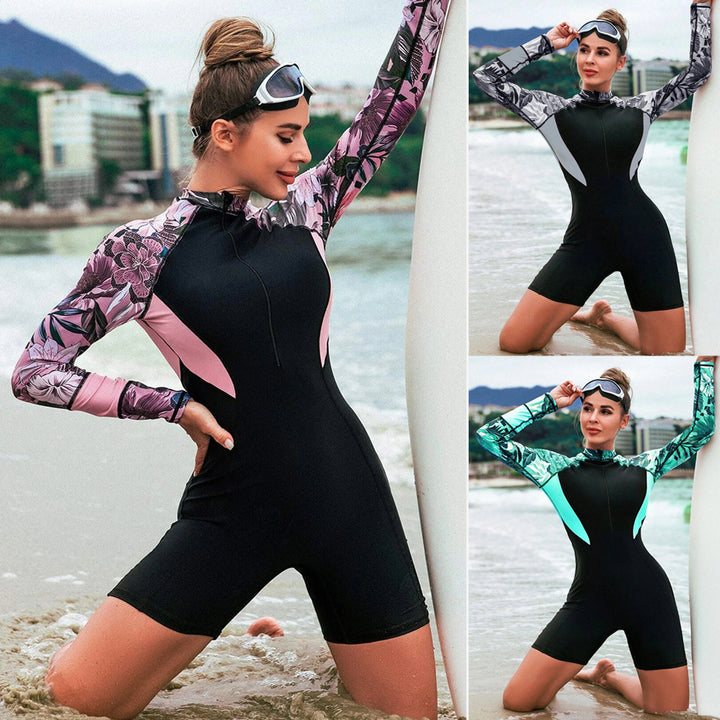 Women's Surf Suit with Long Sleeve and Floral Design StylebySassy
