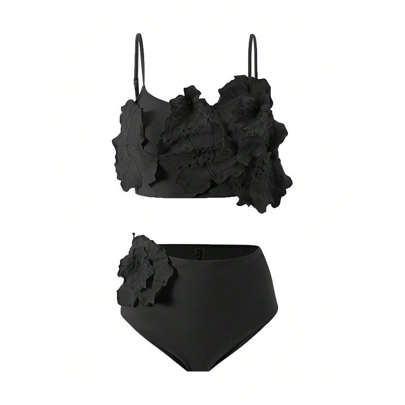 Women's bikini set with floral 3D design and high-cut bottom StylebySassy