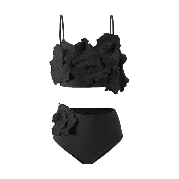 Women's bikini set with floral 3D design and high-cut bottom StylebySassy