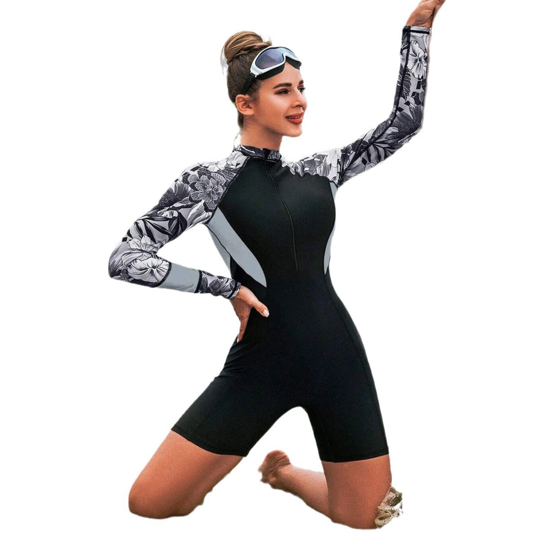 Women's Surf Suit with Long Sleeve and Floral Design StylebySassy
