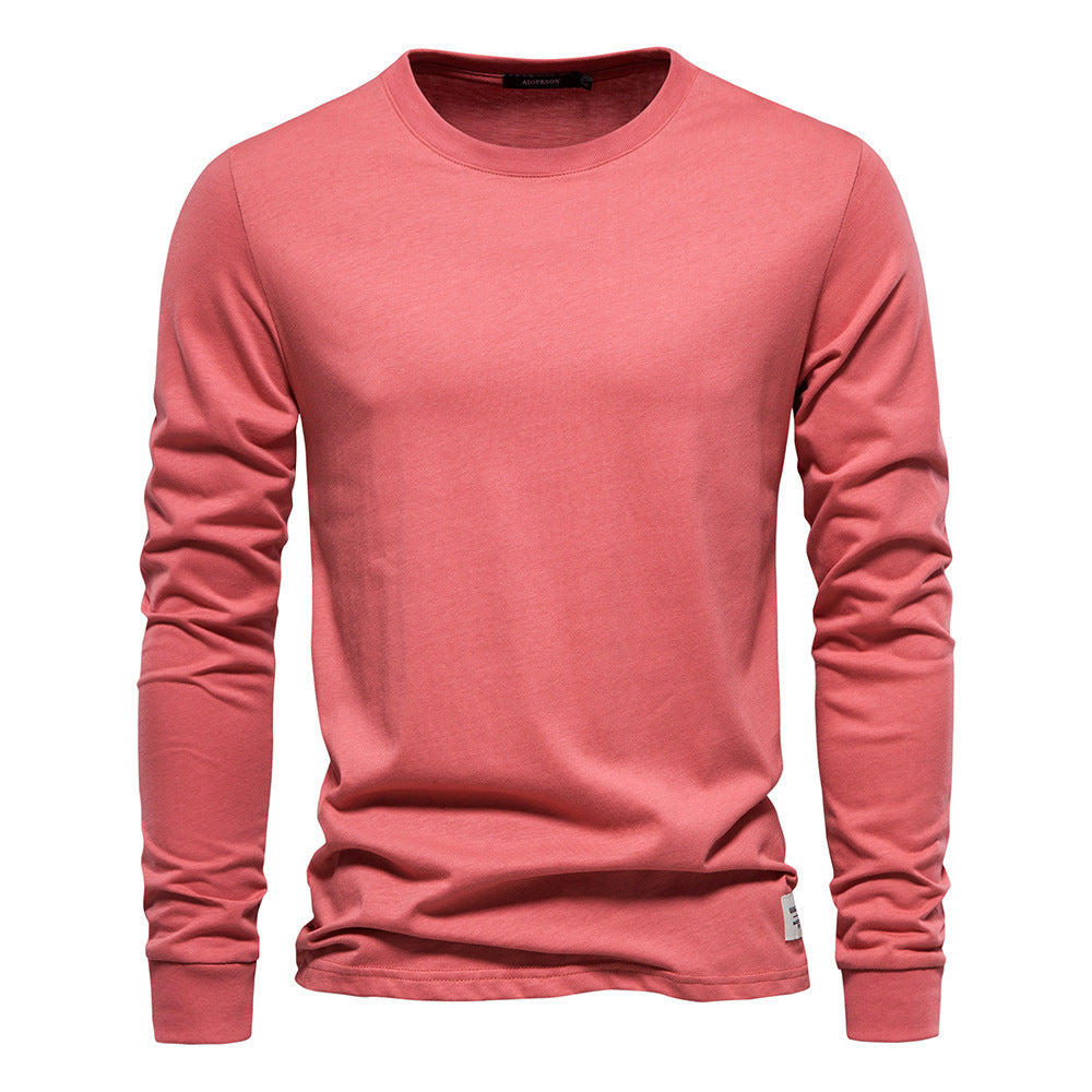 Men's classic long-sleeved cotton shirt with round neck and elastic cuffs StylebySassy