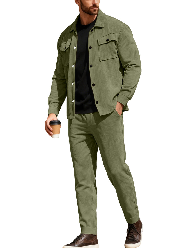 Men's Nan Shirt Jacket with Flap Pockets and Straight Cut Chino Pants StylebySassy
