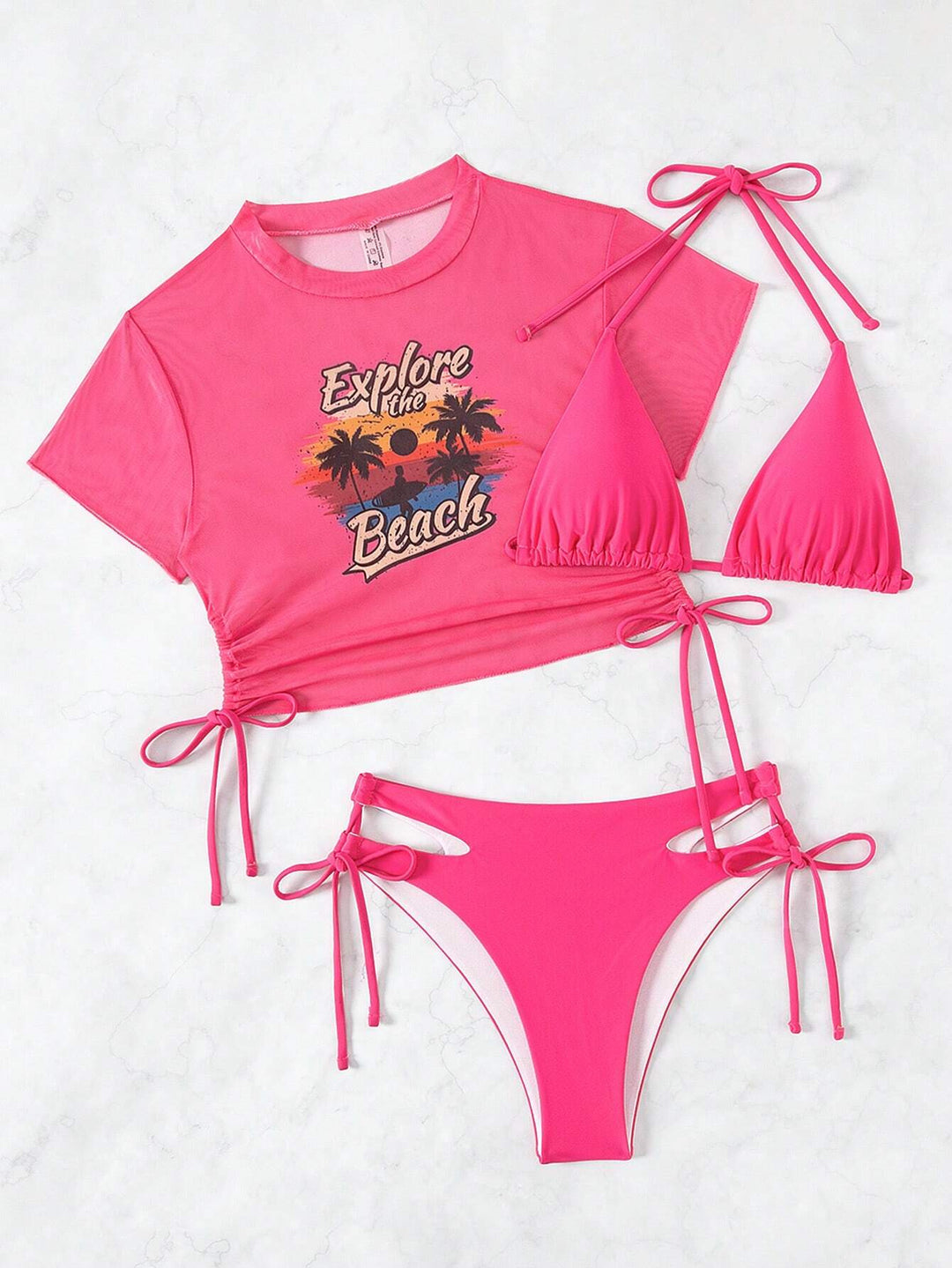 Women's Set with Crop Top and Triangle Bikini StylebySassy