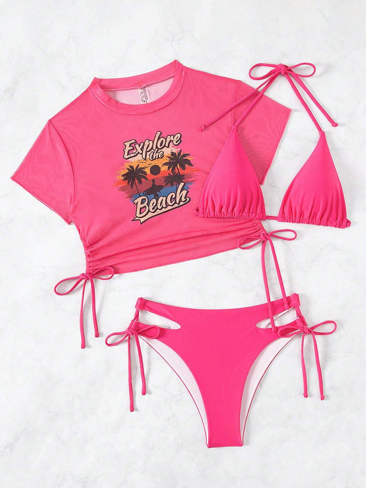 Women's Set with Crop Top and Triangle Bikini StylebySassy