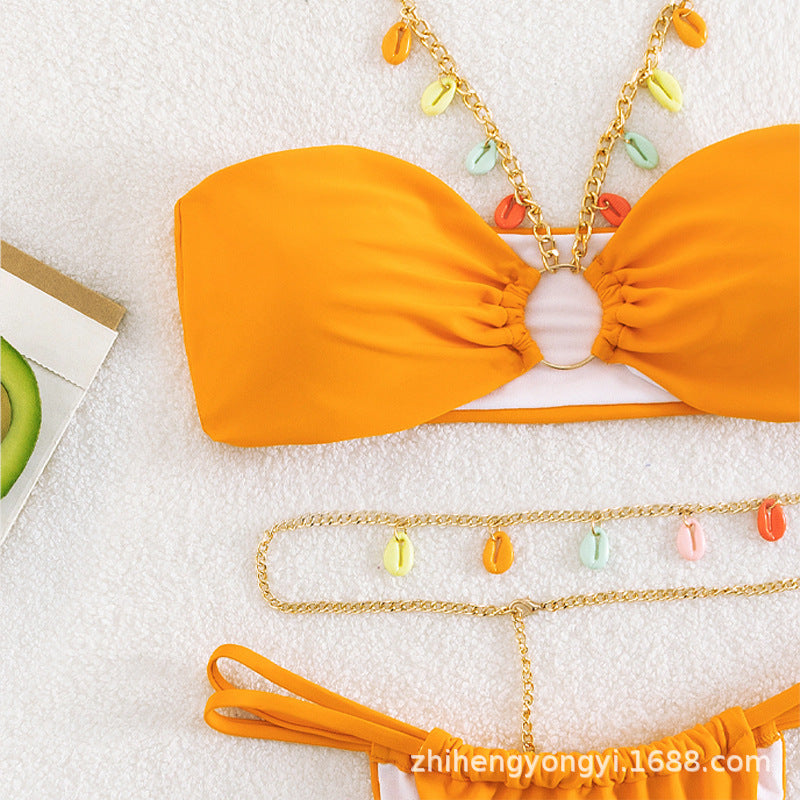Women’s bandeau bikini with colorful chain ornament design StylebySassy