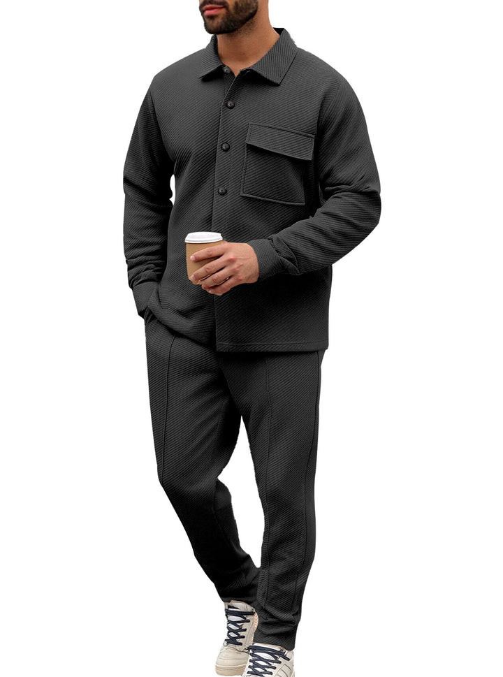 Men's Nan Shirt Jacket Set with Flap Pocket and Tapered Comfort Trousers StylebySassy